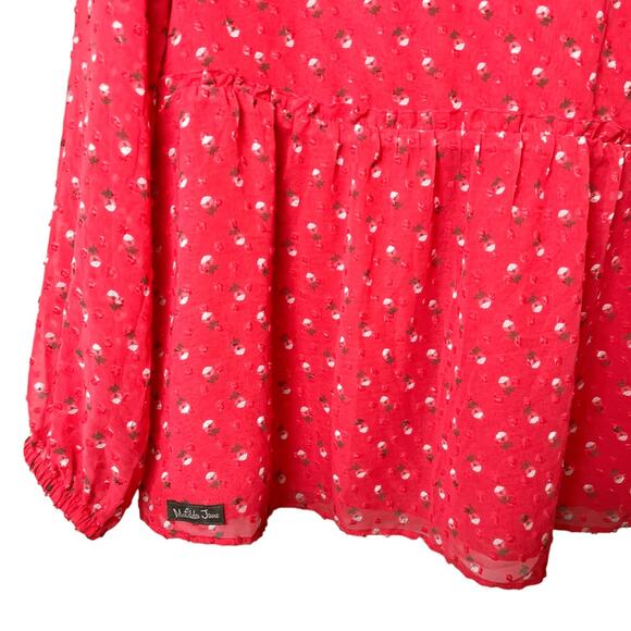 MATILDA JANE Women's Must Be Love Blouse Coral-Red Sz L - Picture 7 of 9
